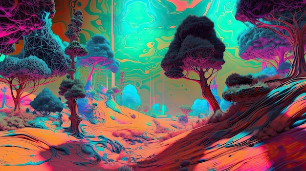 Psychedelic Nature Vivid Forest Dream