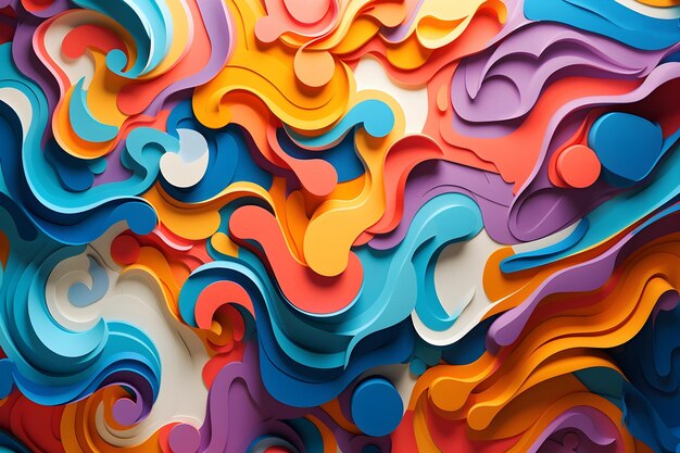 psychedelic paper shapes with copy space background