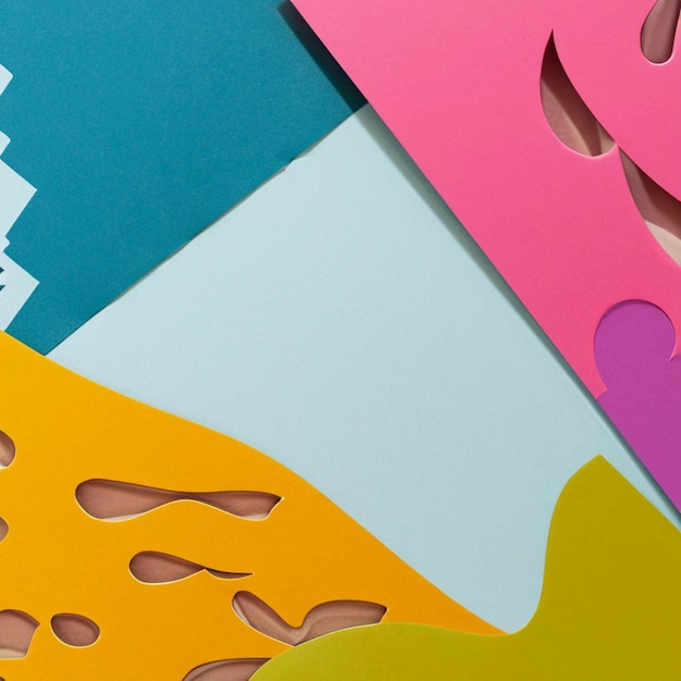 psychedelic paper shapes with copy space