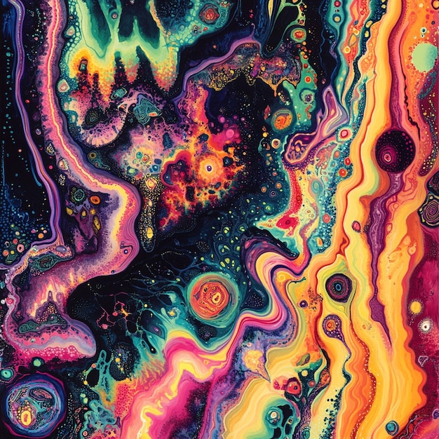 Photo psychedelic patterns vibrant colors swirling abstract shapes mindbending visuals