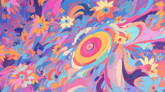 A psychedelic trippy image with bold neon colors