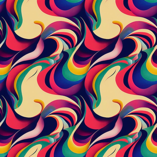 Psychedelic trippy retro cosmic seamless pattern Abstract futuristic background 3D illustration