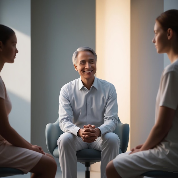 Photo psychiatrist counseling faceless patients