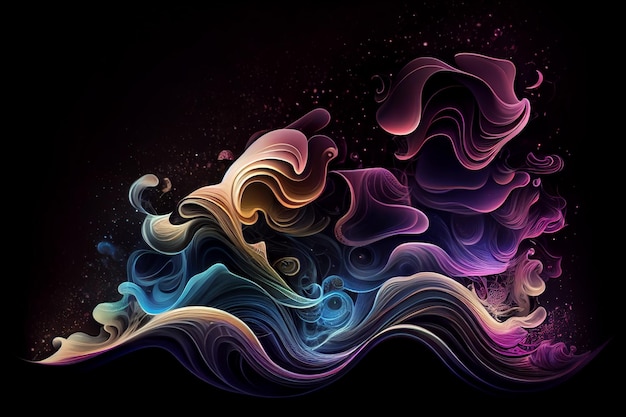 Psychic Waves on black background Generative AI