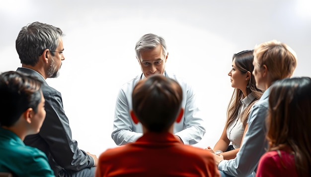 Photo psychologist working with group of people isolated with white highlights