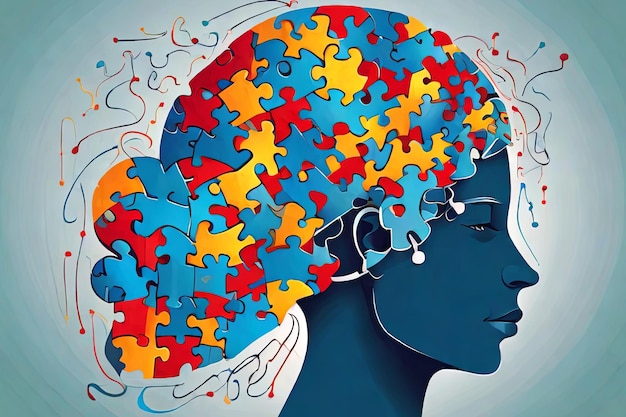 psychotherapy and personality jigsaw puzzle representing cognitive psychology and mental health