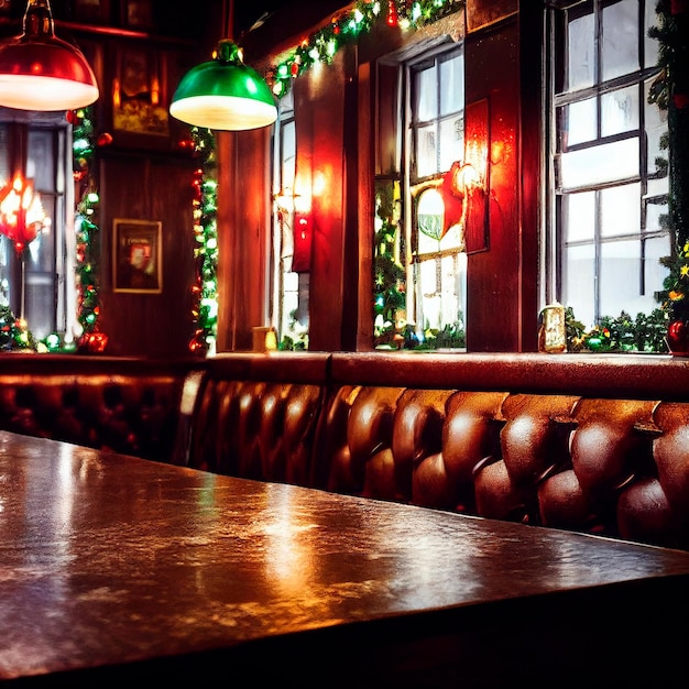 Pub decorated for Christmas