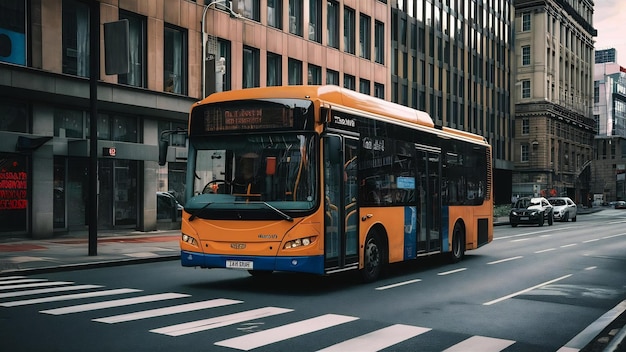 A public trasport vehicle city bus on the street road