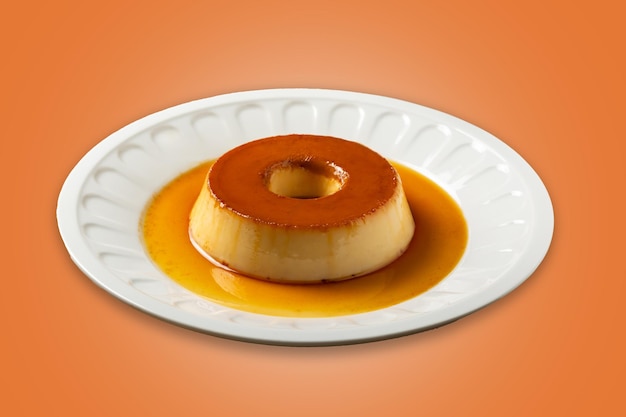 pudim de leite condensado or english for condensed milk pudding also known as flan isolated