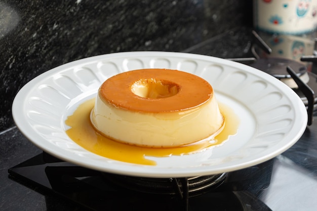 Pudim de leite or condensed milk pudding homemade delicious brazilian dessert recipe