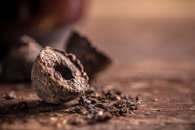 Puerh tea leaves