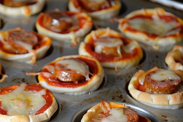 Puff pastry mini pizzas with sausages