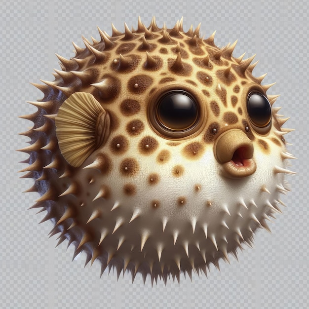 Photo a puffer fish isolated on transparent background generative ai