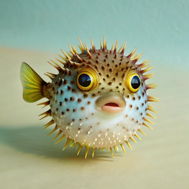 Photo pufferfish on white background ai generator