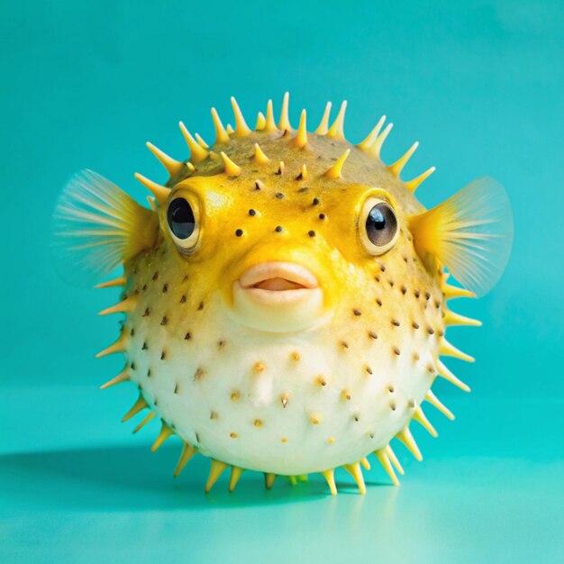 Photo pufferfish on white background ai generator