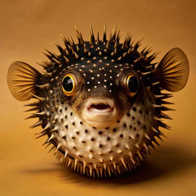 Photo pufferfish on white background ai generator