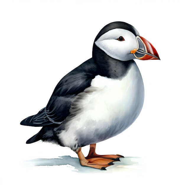 Puffin watercolor style isolated on a white background