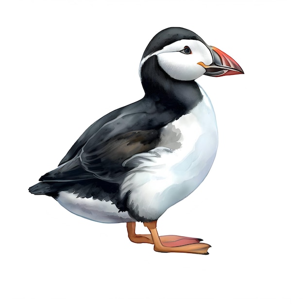 Puffin watercolor style isolated on a white background