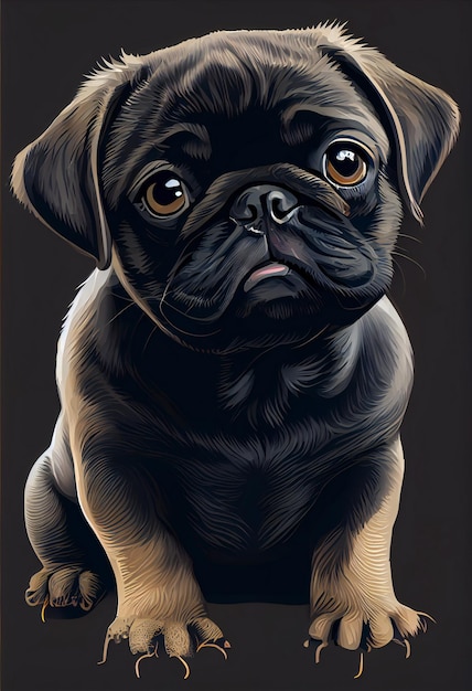 Pug Cute Puppy Dog High Quality Print vector Art Graphic print