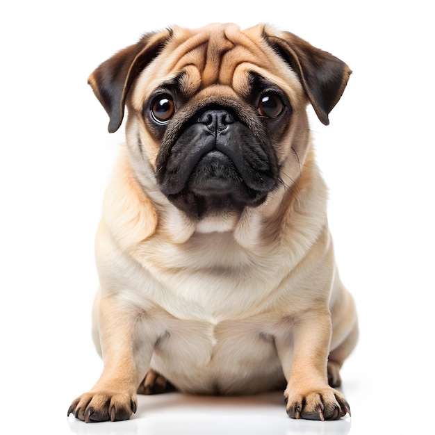 A Pug Dog isolated on white background