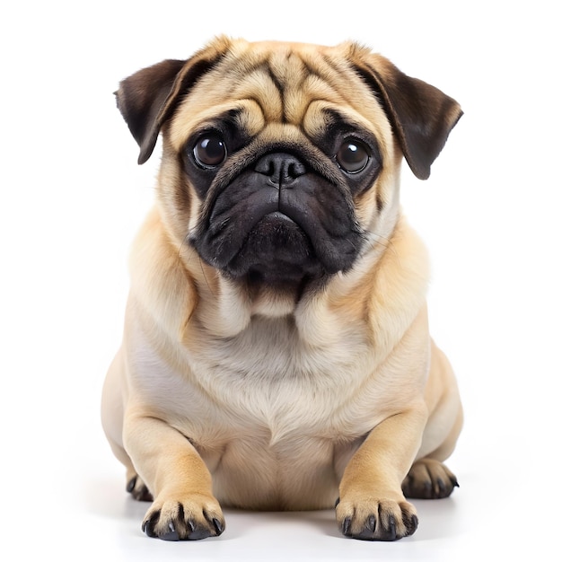 A Pug Dog isolated on white background