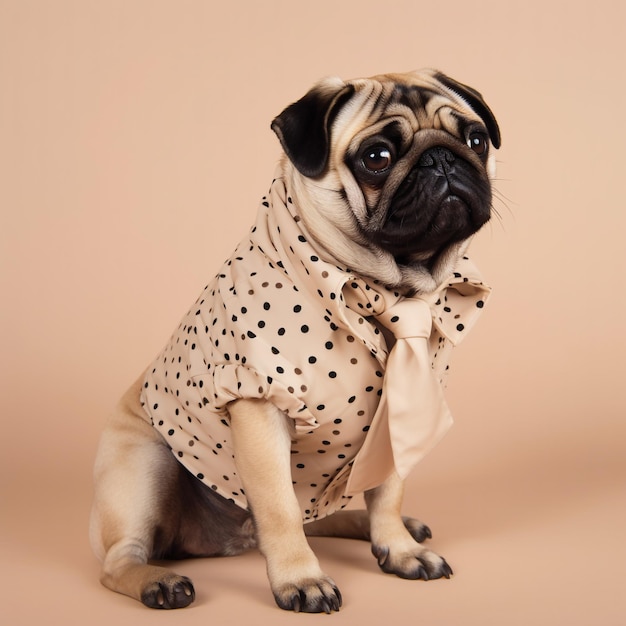 A pug dog with a shirt that says'i'm a dog '