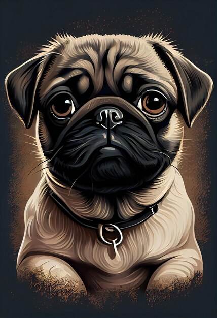 Photo pug small dog cute puppy dog high quality print vector art graphic print