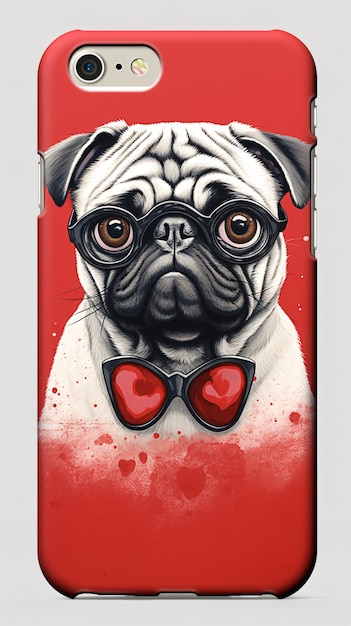 Pug with heart glasses