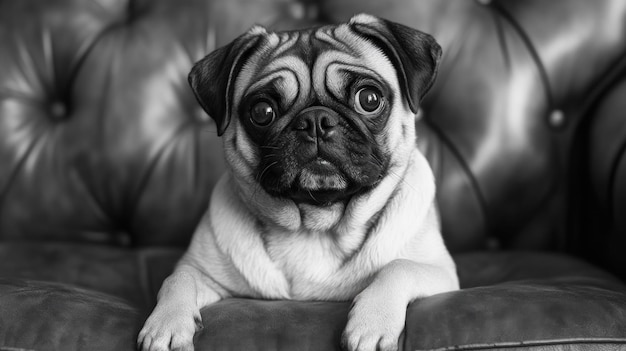 Photo a pugs thoughtful gaze