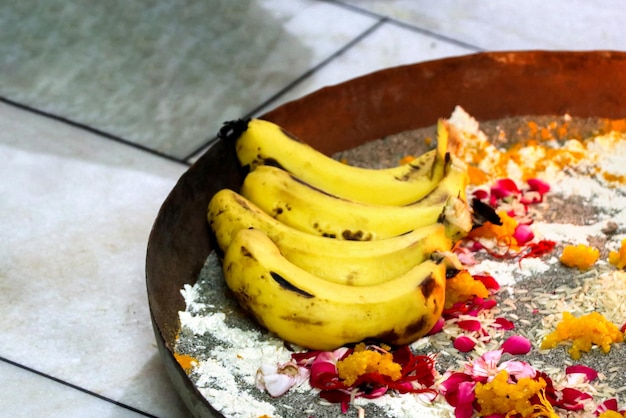 Puja Thali on A Hindu Marriage Ceremony and havan Selective Focus is used