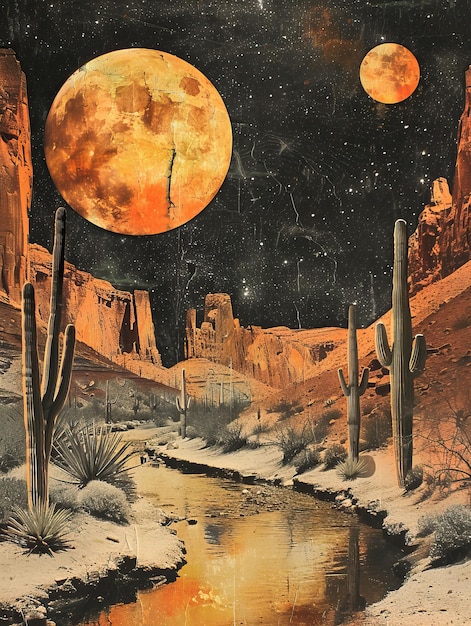 pulp cover desert landscape collage art