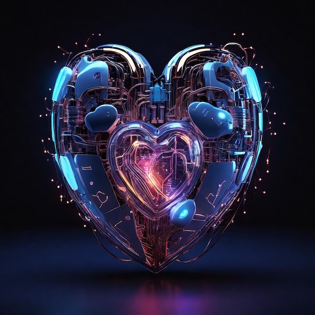 Photo a pulsating digital heart representing the interconnectedness of technology and humanity with intr