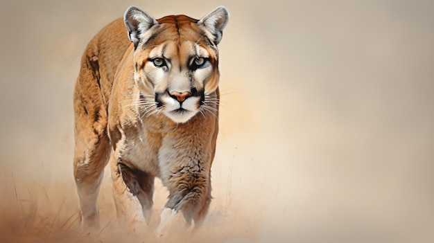 Puma cougar portrait on light background