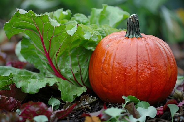 Pumkin lettuce beet fresh natural vegetarian cuisine