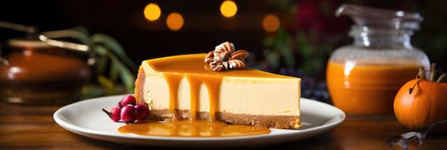 Photo pumpkin cheesecake with salted caramel