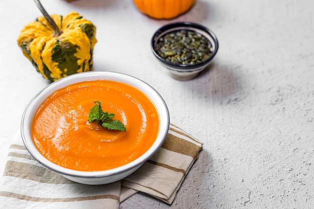 Pumpkin cream on bowl