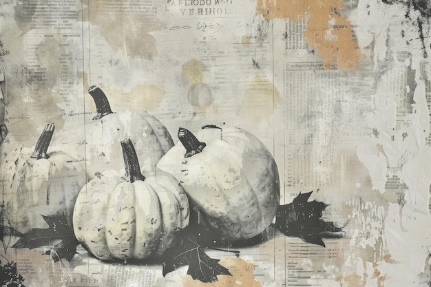 Pumpkin ephemera border backgrounds vegetable drawing