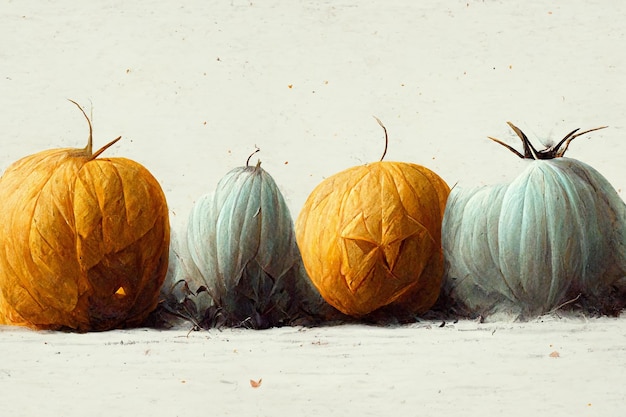 Pumpkin ghost Halloween holiday abstract background by digital painting