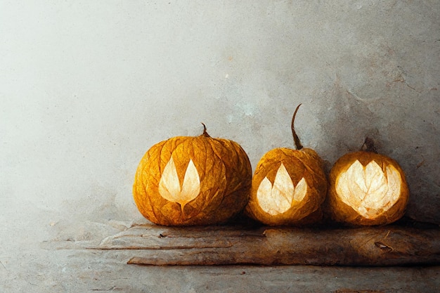 Pumpkin ghost Halloween holiday abstract background by digital painting