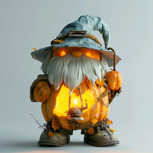 Pumpkin Gnome with Lantern