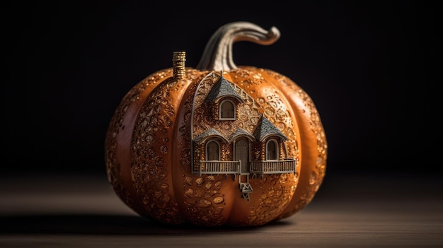 Pumpkin houses the concept of houses made of ecological materials Generative AI