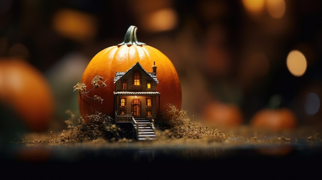 Pumpkin houses the concept of houses made of ecological materials Generative AI