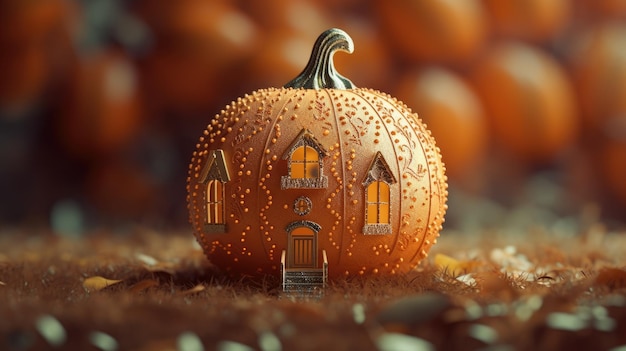 Pumpkin houses the concept of houses made of ecological materials Generative AI