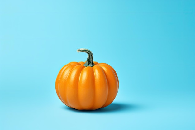 Pumpkin isolated on blue background Minimalistic style