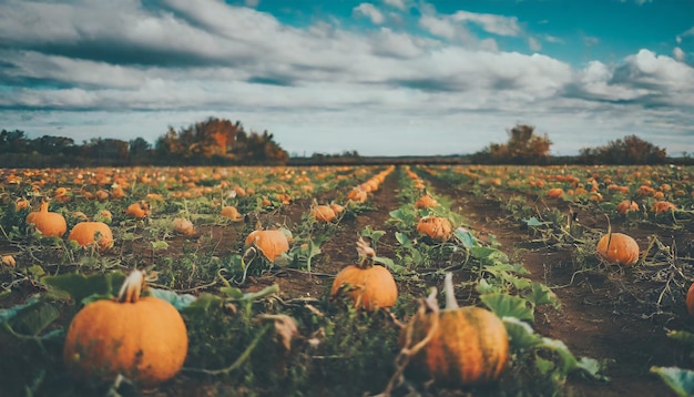 Photo pumpkin patch autumn season countryside scene landscape autumnal harvest seasonal farm vegetable