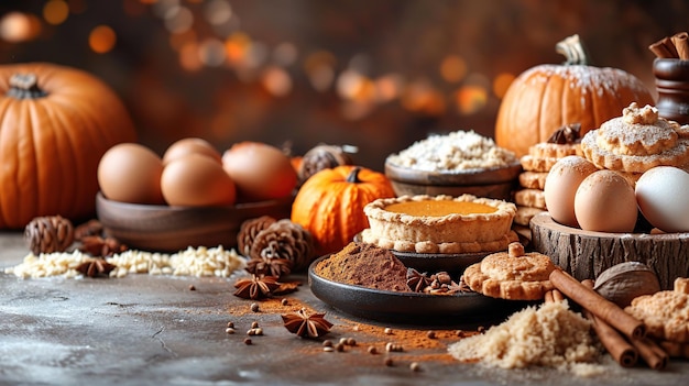 Pumpkin Pie Baking Ingredients