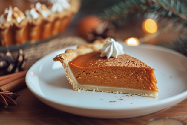 Pumpkin Pie Slice Ready to Serve