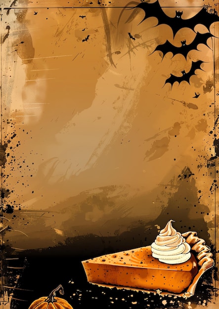 Pumpkin Pie with Whipped Cream halloween frame border