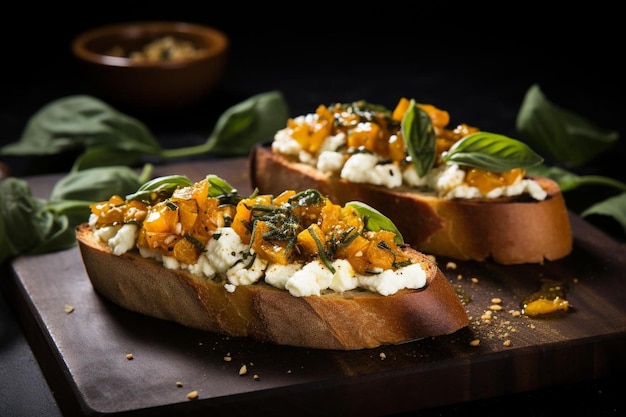 Pumpkin Sage Ricotta Bruschetta delicious Bruschetta food image photography