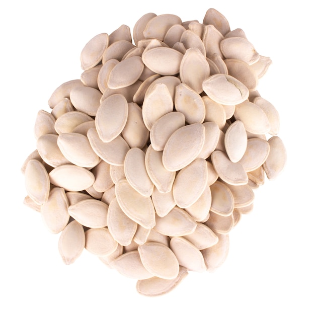 Pumpkin seeds isolated on white background.